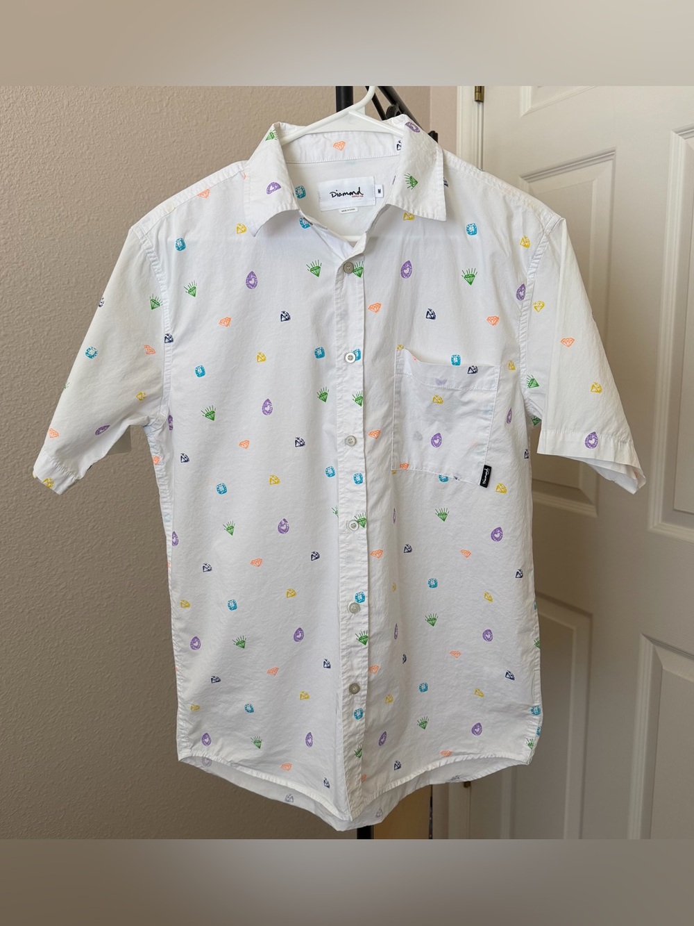 RARE Diamond Supply Co. white short-sleeve button-up